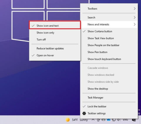 Cách bật/tắt News and Interests trên Windows 10