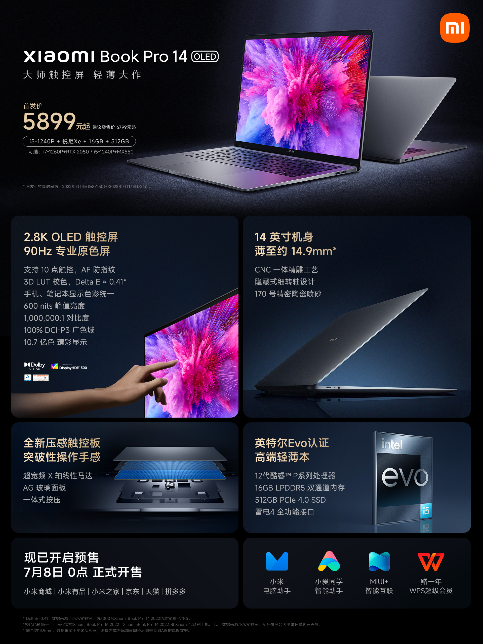 Xiaomi Book Pro Bản 2022: Màn Hình Oled 100% Dci-P3 - Cpu Intel Alder Lake Xiaomi Book Pro Bản 2022: Màn Hình Oled 100% Dci-P3 - Cpu Intel Alder Lake