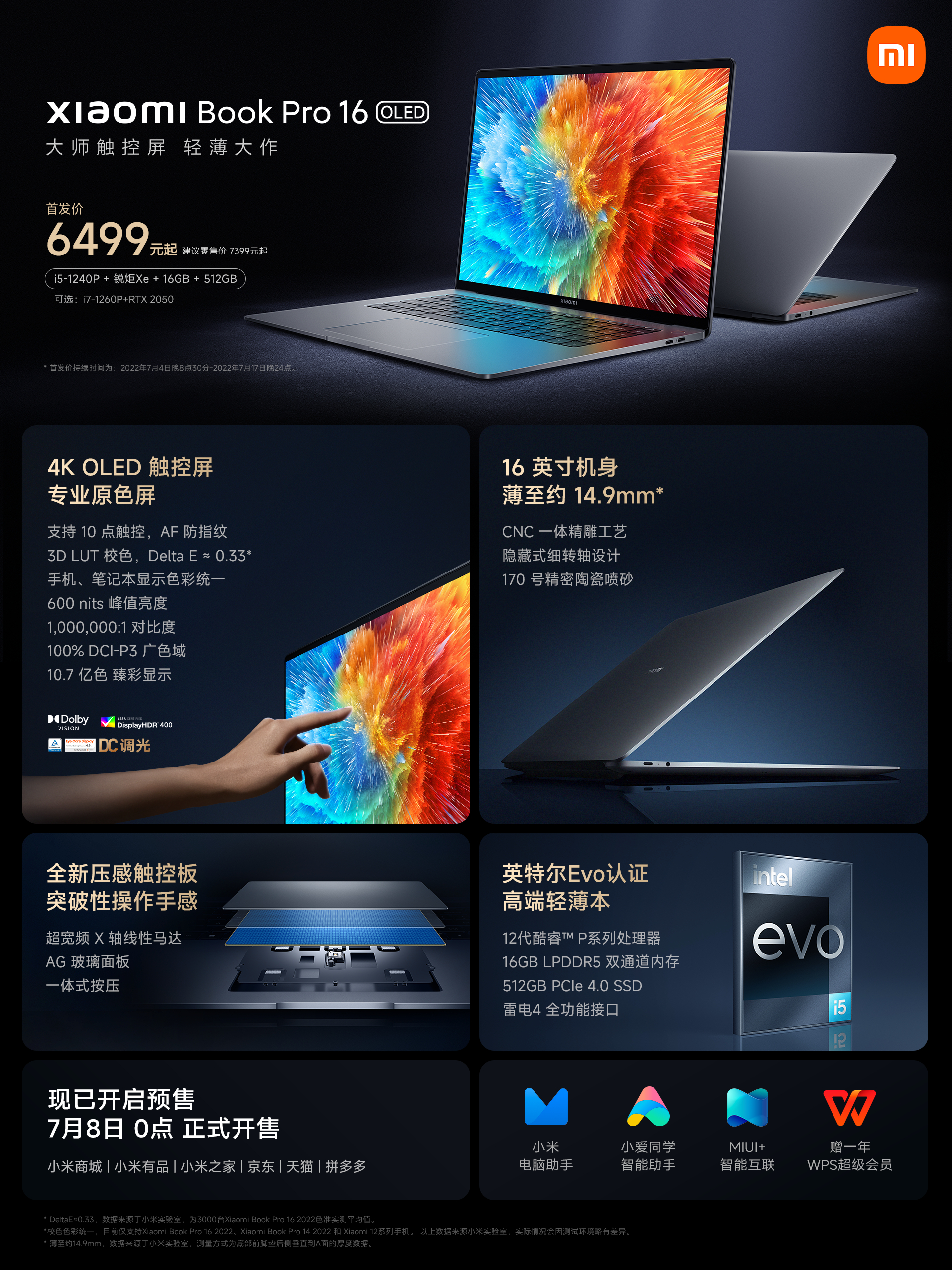 Xiaomi Book Pro Bản 2022: Màn Hình Oled 100% Dci-P3 - Cpu Intel Alder Lake Xiaomi Book Pro Bản 2022: Màn Hình Oled 100% Dci-P3 - Cpu Intel Alder Lake