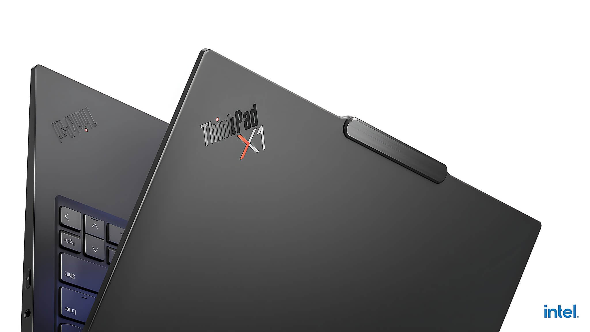 Lenovo Thinkpad X1 Carbon Gen 13 Two Laptops, The Thinkpad X1 Carbon Gen 13 And Dell Pro 13 Premium, Placed Side By Side With Their Screens On To Compare The Vibrancy Of The Oled Panel Against The Ips Screen