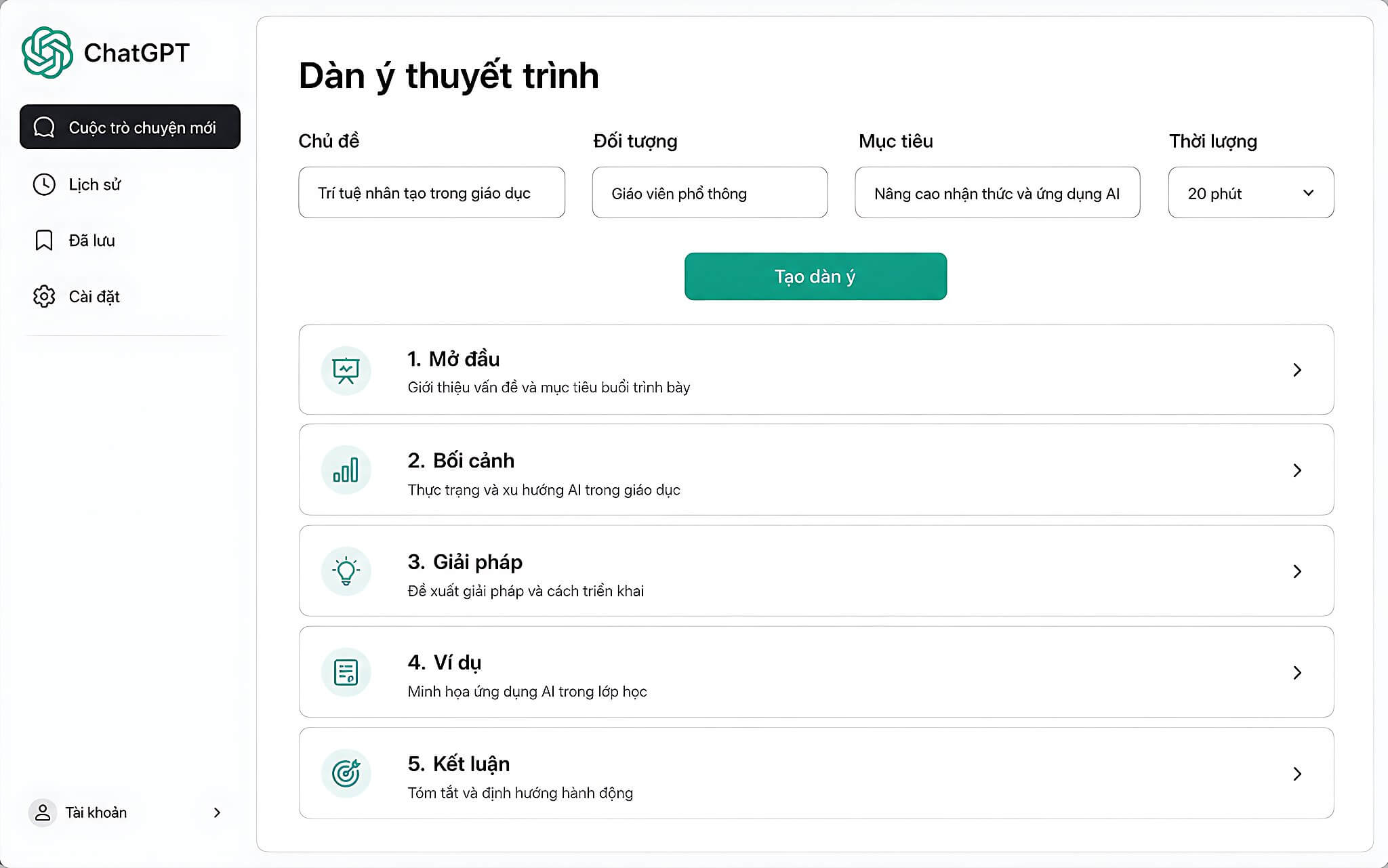 Cấu Trúc Một Prompt Tạo Slide Gồm Vai Trò, Mục Tiêu, Khán Giả Và Tiêu Chí Hoàn Thành