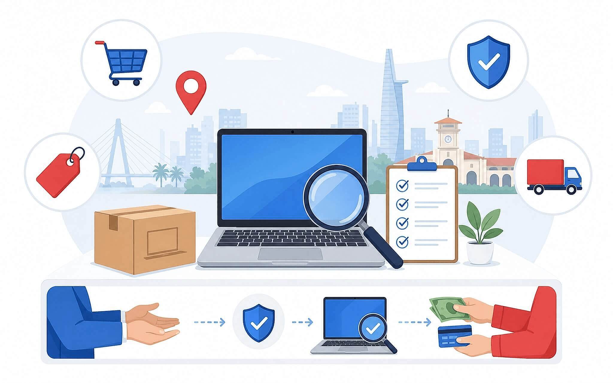 Nhân Viên Hỗ Trợ Khách Kiểm Máy Tại Quầy Trước Khi Thanh Toán
