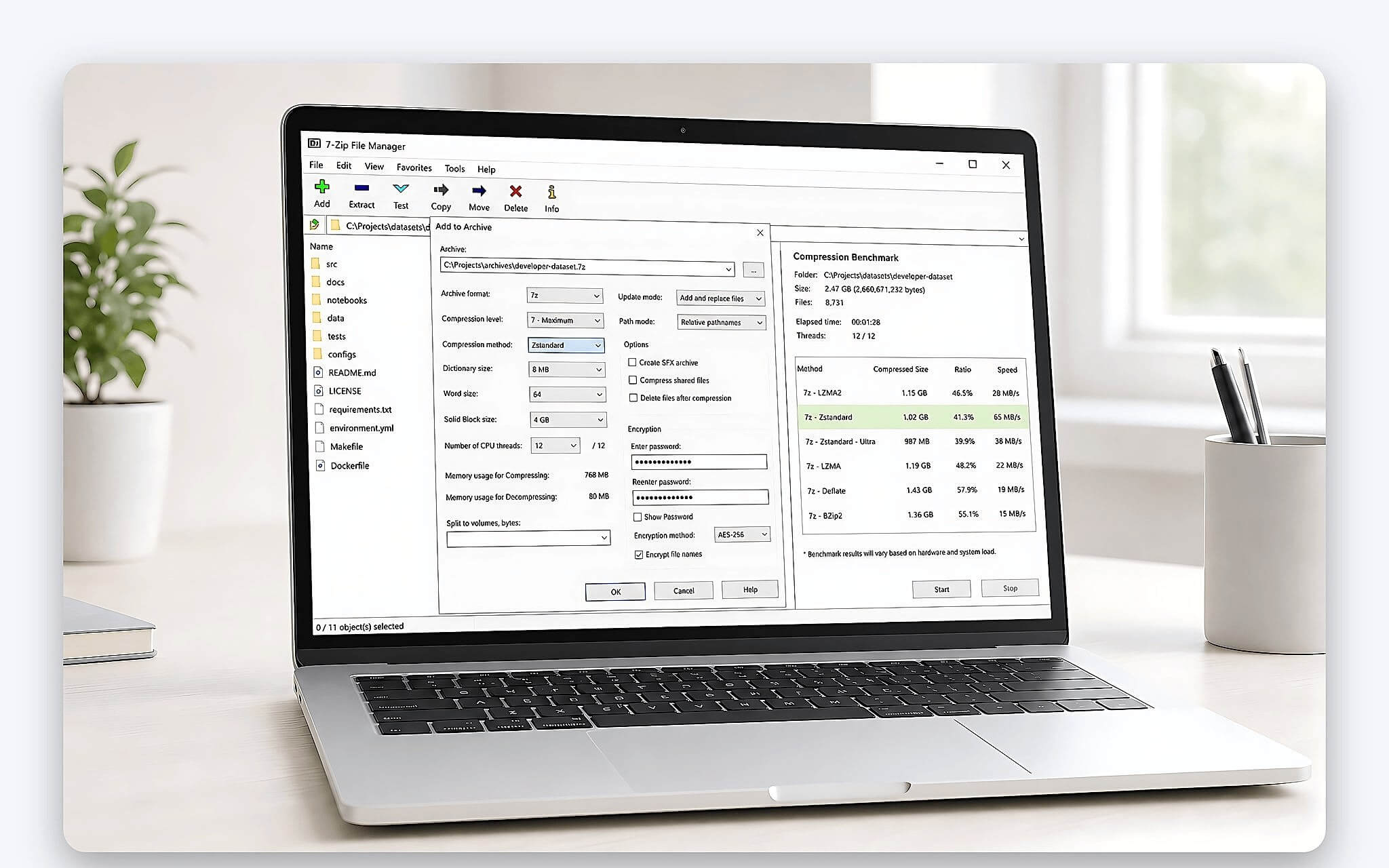 Tuỳ Chọn Thuật Toán Zstandard Trong Bản 7-Zip Mở Rộng