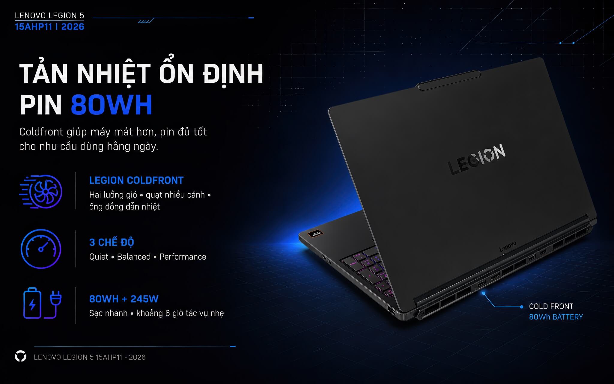 Lenovo Legion 5 15Aph11 2026 Features 05 1 Tản Nhiệt Legion Coldfront Và Thời Lượng Pin Của Legion 5 15Aph11 (2026)