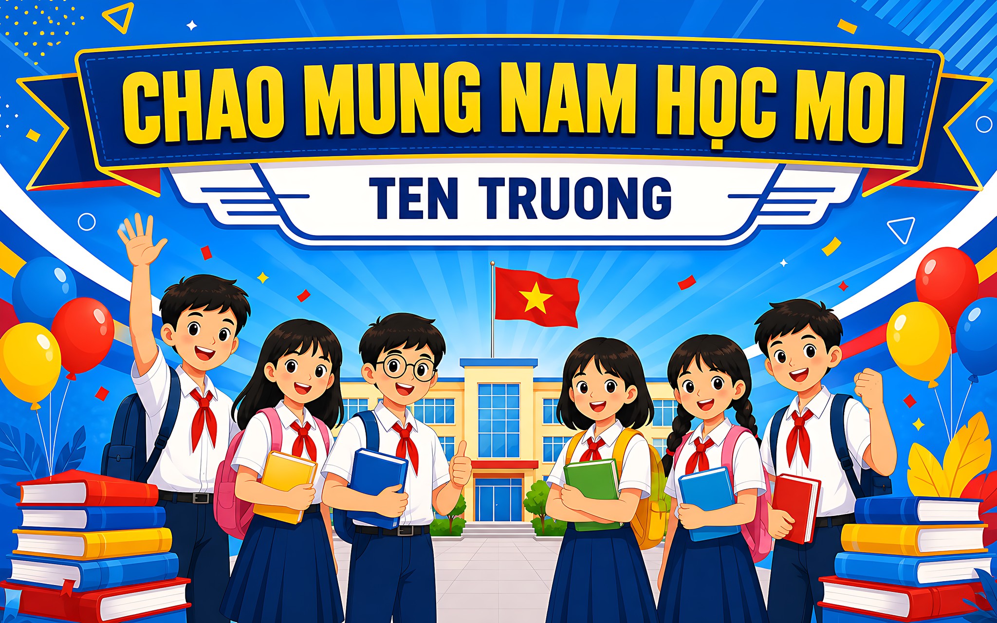 Công Thức Prompt Banner Khai Giảng Chia Bốn Thành Phần Chủ Thể, Nội Dung Chữ, Phong Cách Và Tỷ Lệ Khổ Ngang
