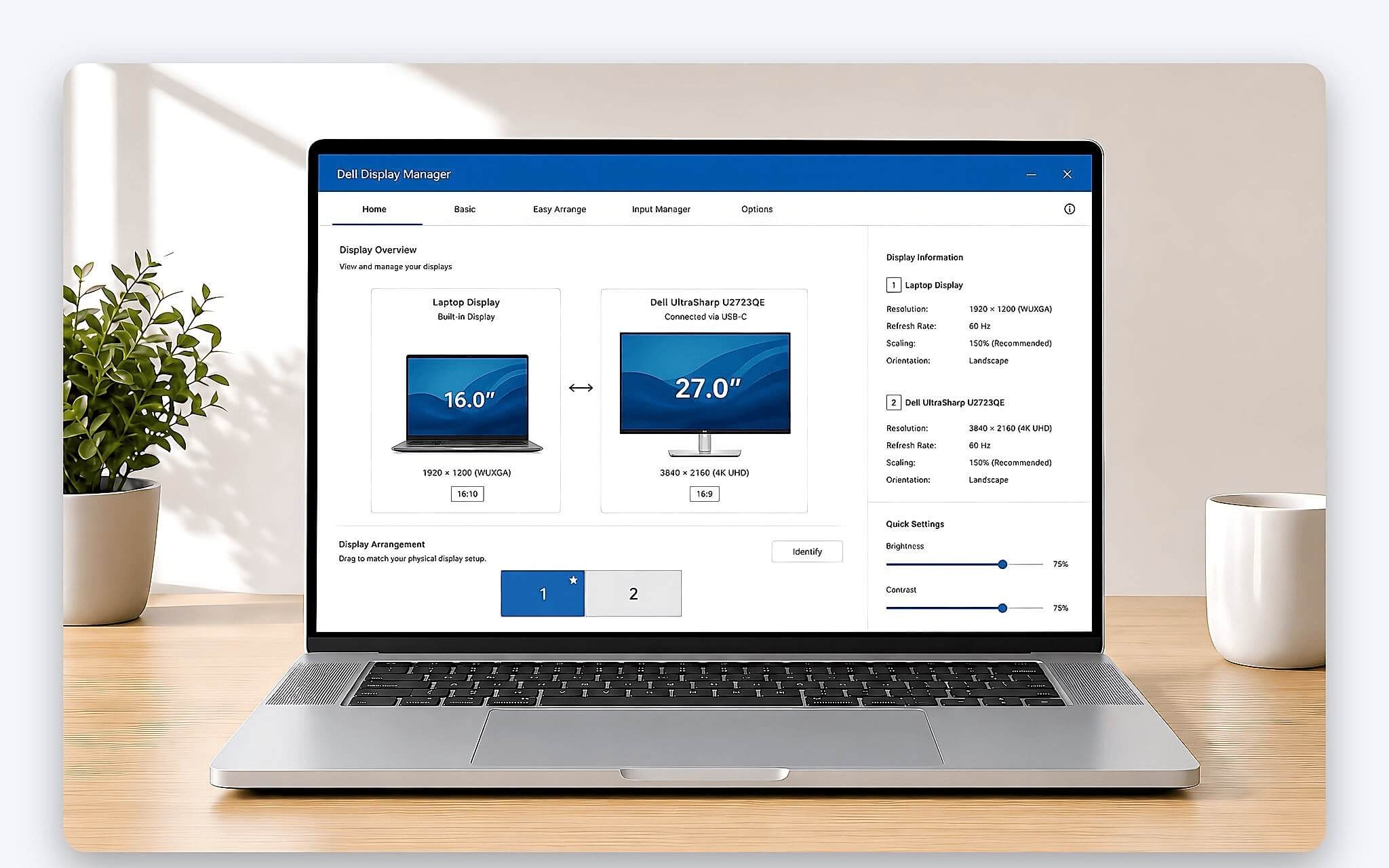 Màn Dell Ultrasharp Đặt Cạnh Laptop Để So Sánh Kích Thước