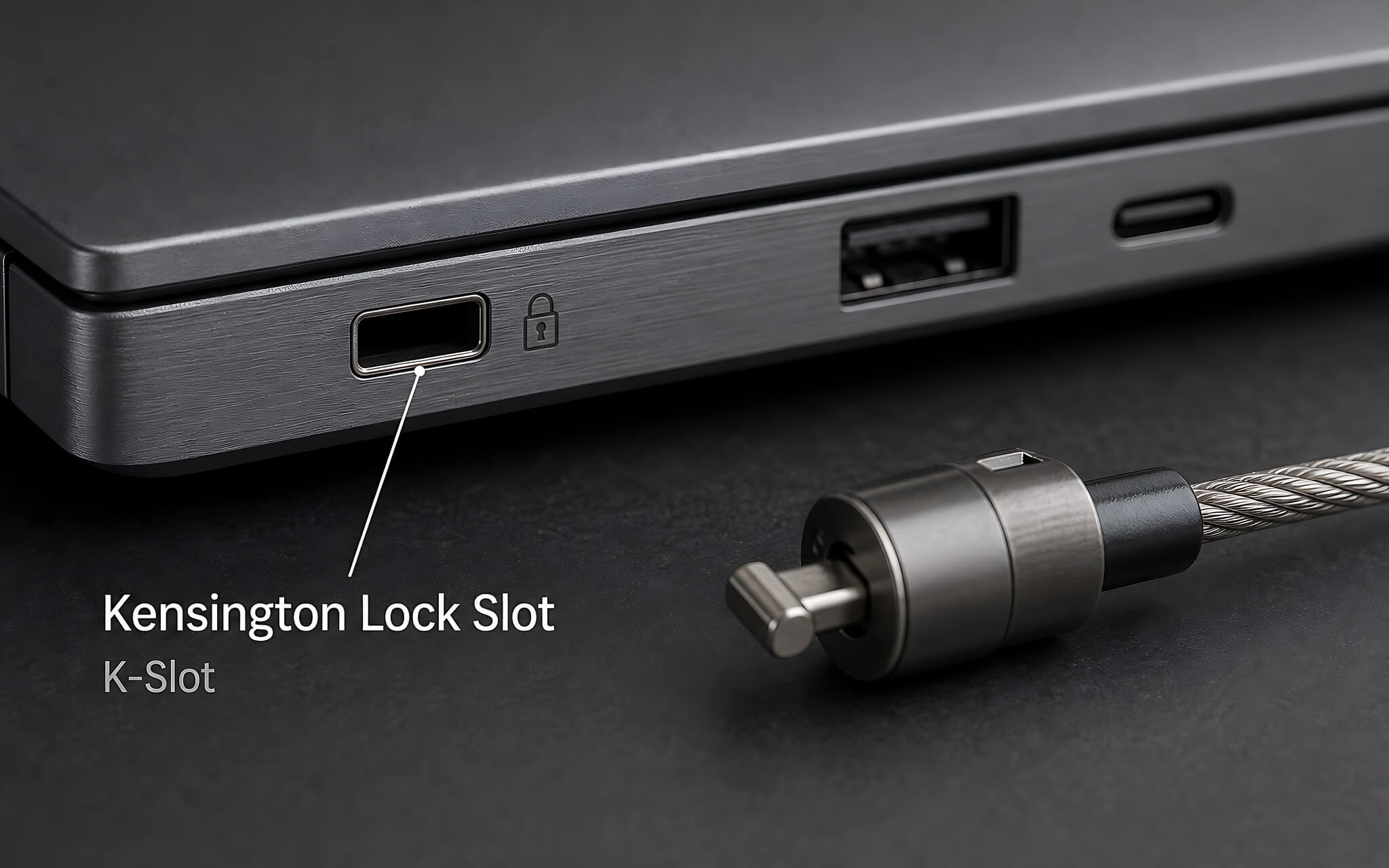 Kensington Lock Slot Trên Cạnh Laptop, Khe Khóa Bảo Mật Chống Trộm