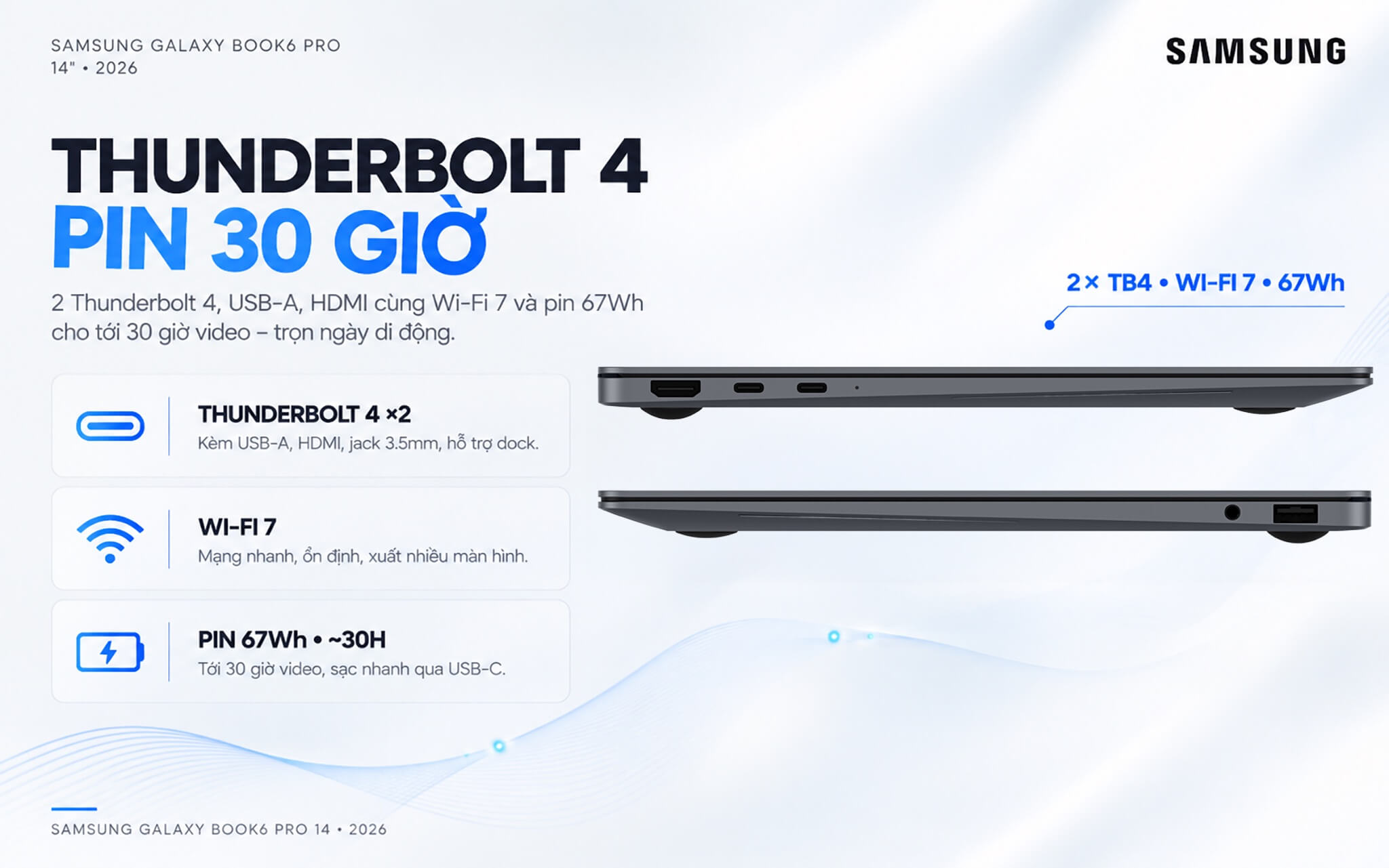 Samsung Galaxy Book6 Pro 14 Inch 2026 Features 06 Cổng Kết Nối Và Thời Lượng Pin Trên Samsung Galaxy Book6 Pro 14
