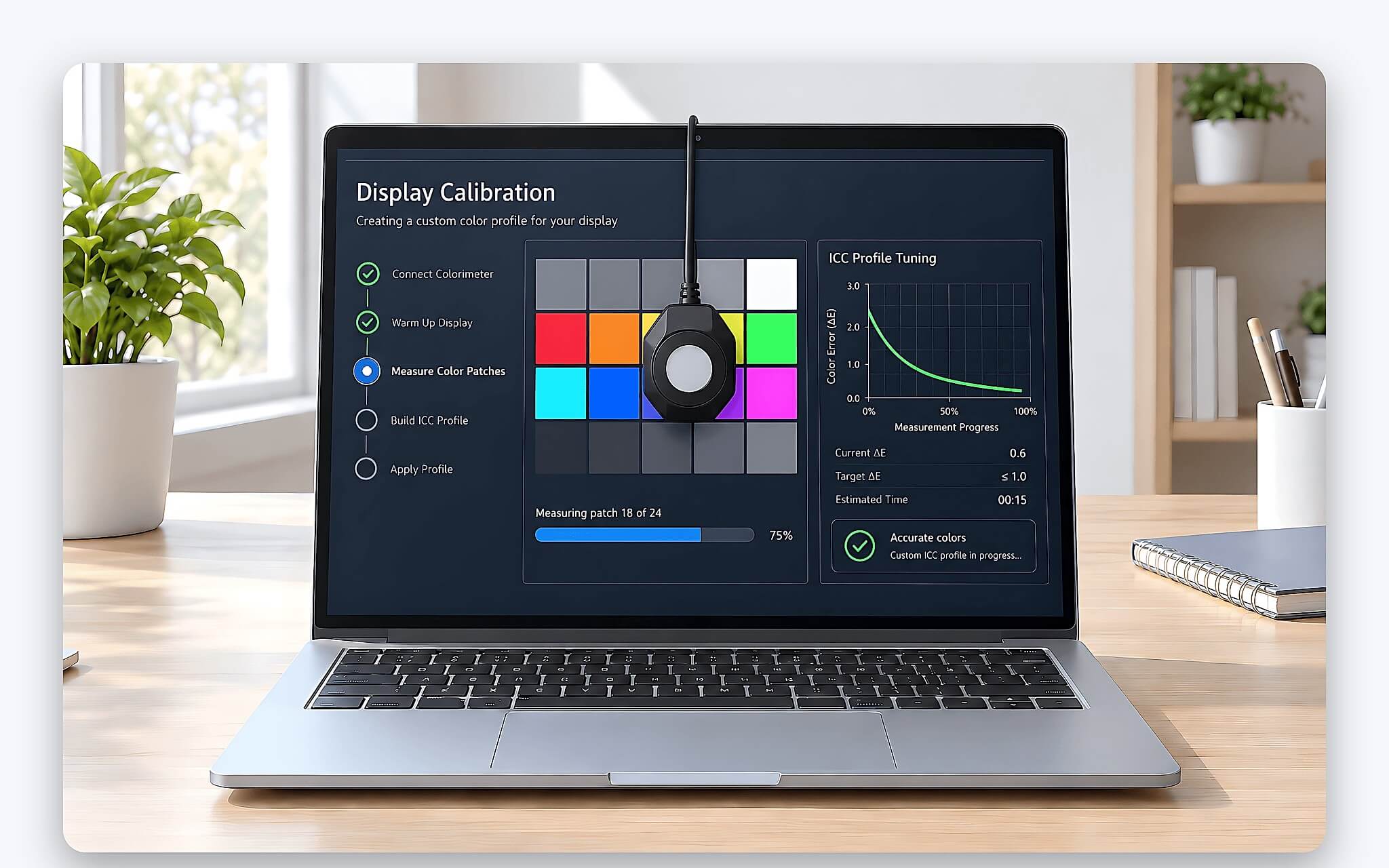 Hiệu chuẩn màn hình laptop bằng thiết bị đo màu để nâng cao độ chính xác màu