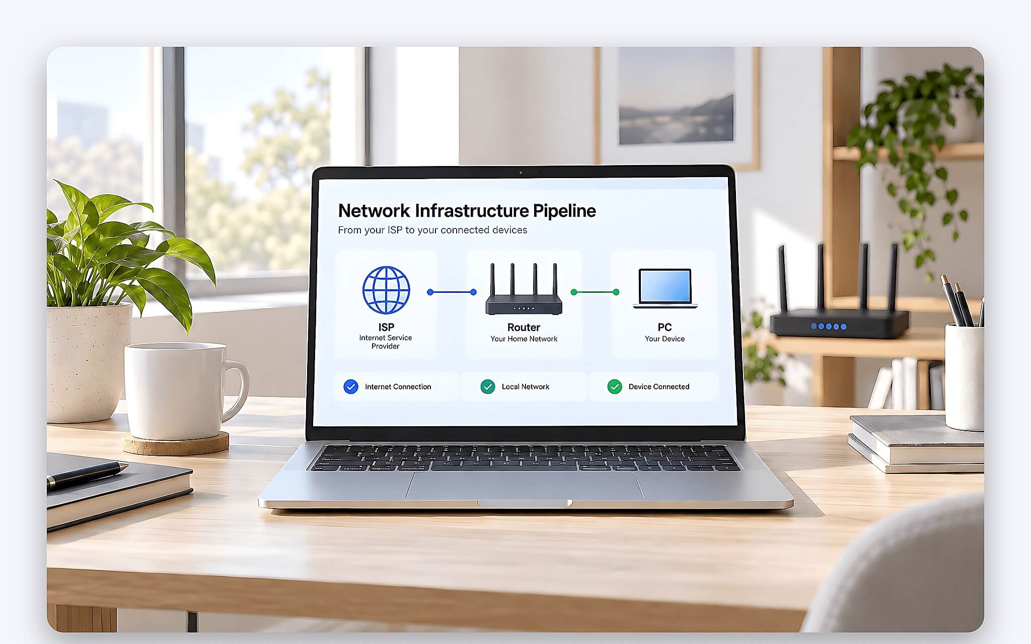 Laptop khai thác băng thông cao với nhiều luồng dữ liệu khi hạ tầng router hỗ trợ chuẩn mới