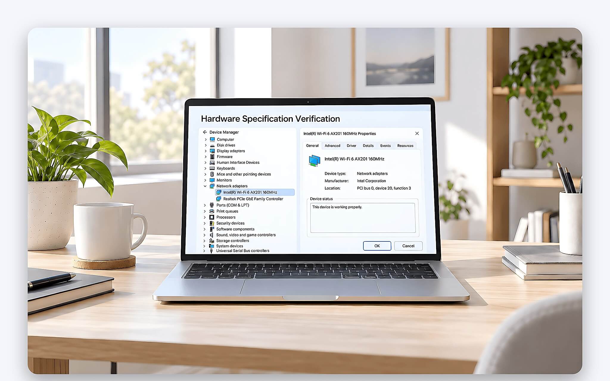 Mô-đun kết nối Wi-Fi 7 tích hợp bên trong thân laptop khi kiểm tra trước khi mua