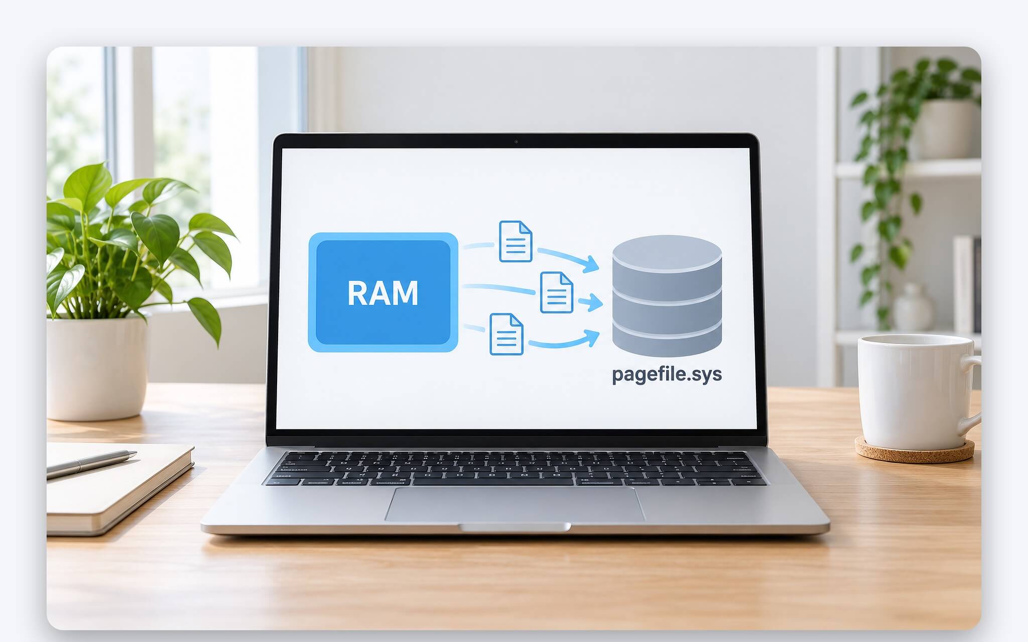 Bộ nhớ ảo trên Windows 11 phối hợp RAM và page file trên ổ SSD của laptop