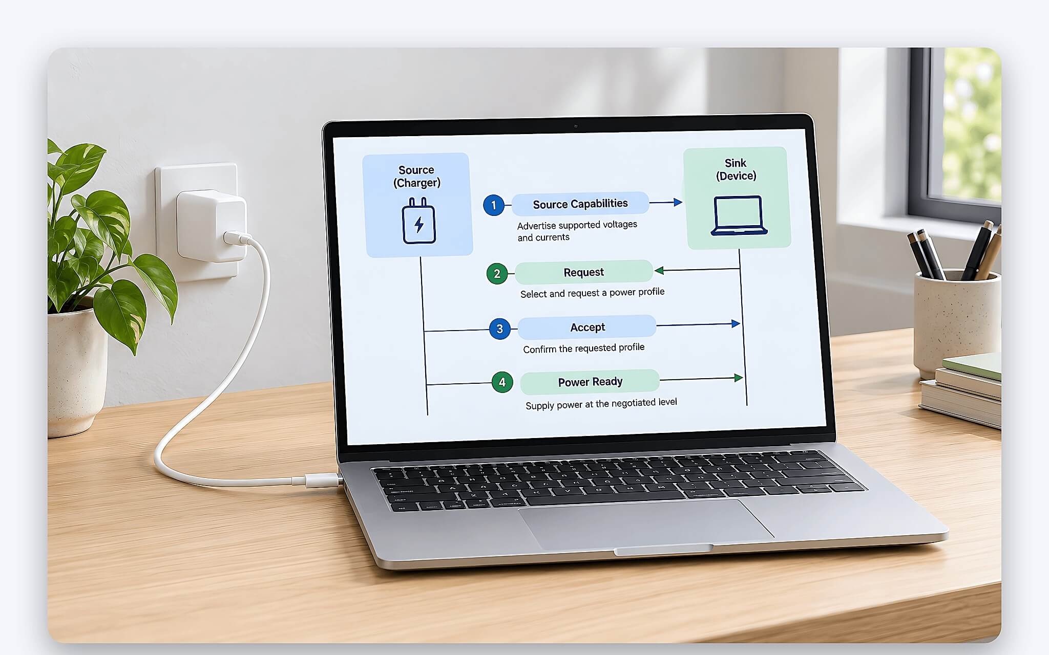 chuan usb pd laptop nhan sac epr 240w kpack h21 Laptop và củ sạc thương lượng điện áp qua giao thức USB PD