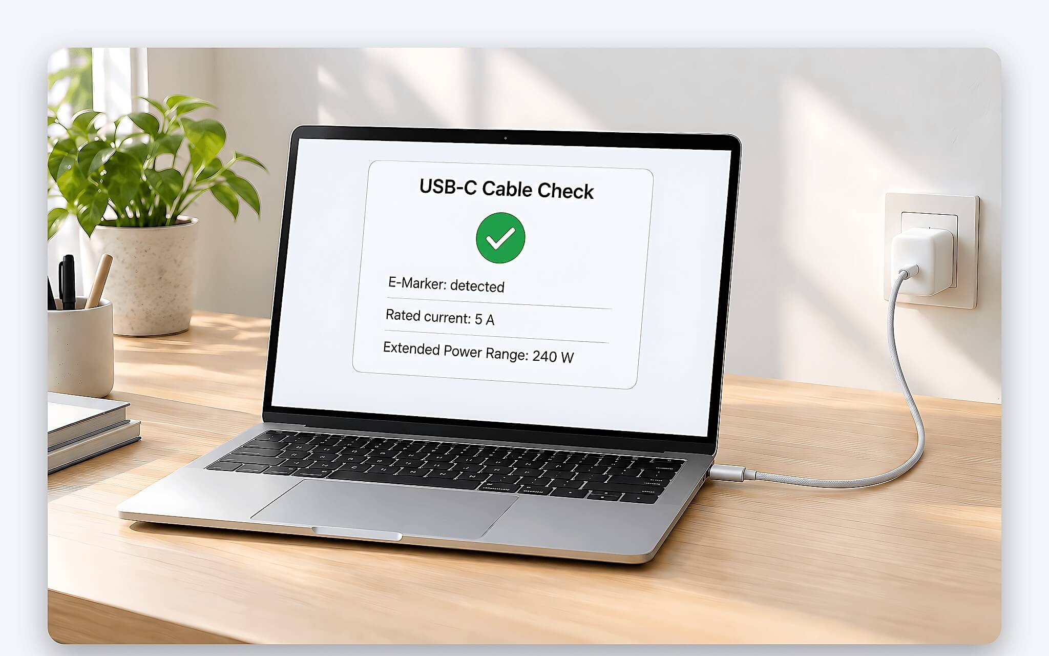 chuan usb pd laptop nhan sac epr 240w kpack h24 Cáp 240W có e-marker để kích hoạt chế độ sạc EPR