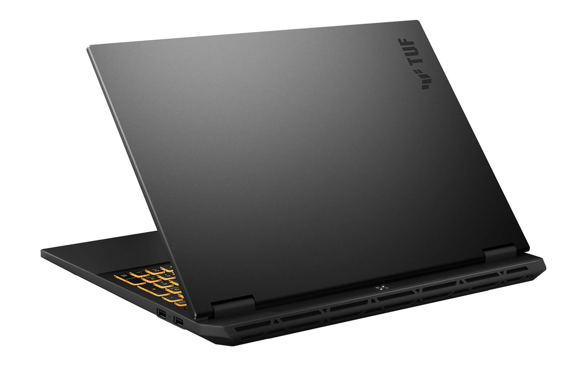 Mặt lưng Asus TUF Gaming F16 với dãy khe thoát nhiệt phía sau khi treo giả lập nhiều giờ