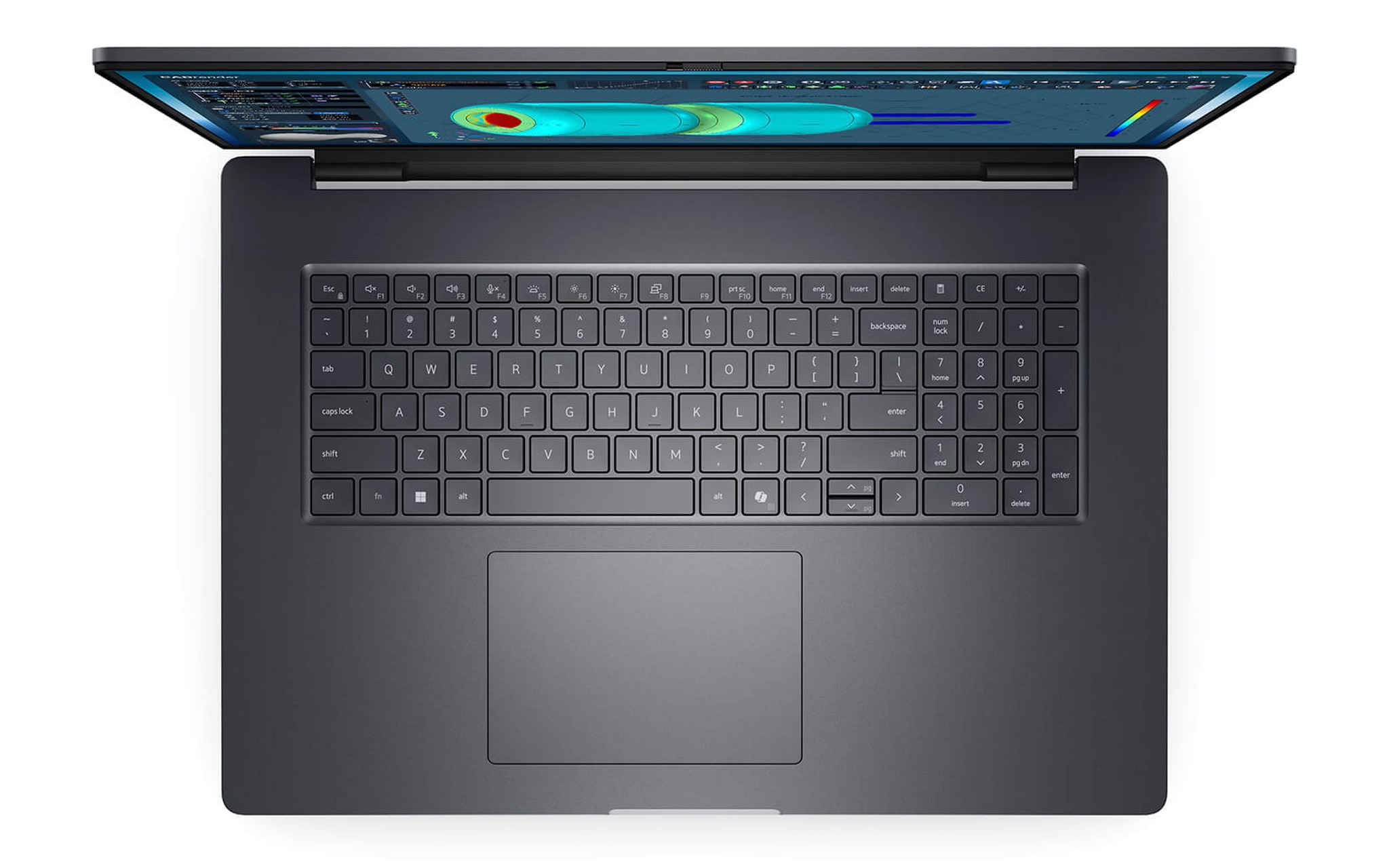 Dell Pro Max 18 Plus MB18250, laptop 18 inch có cụm phím số riêng nhìn từ trên xuống