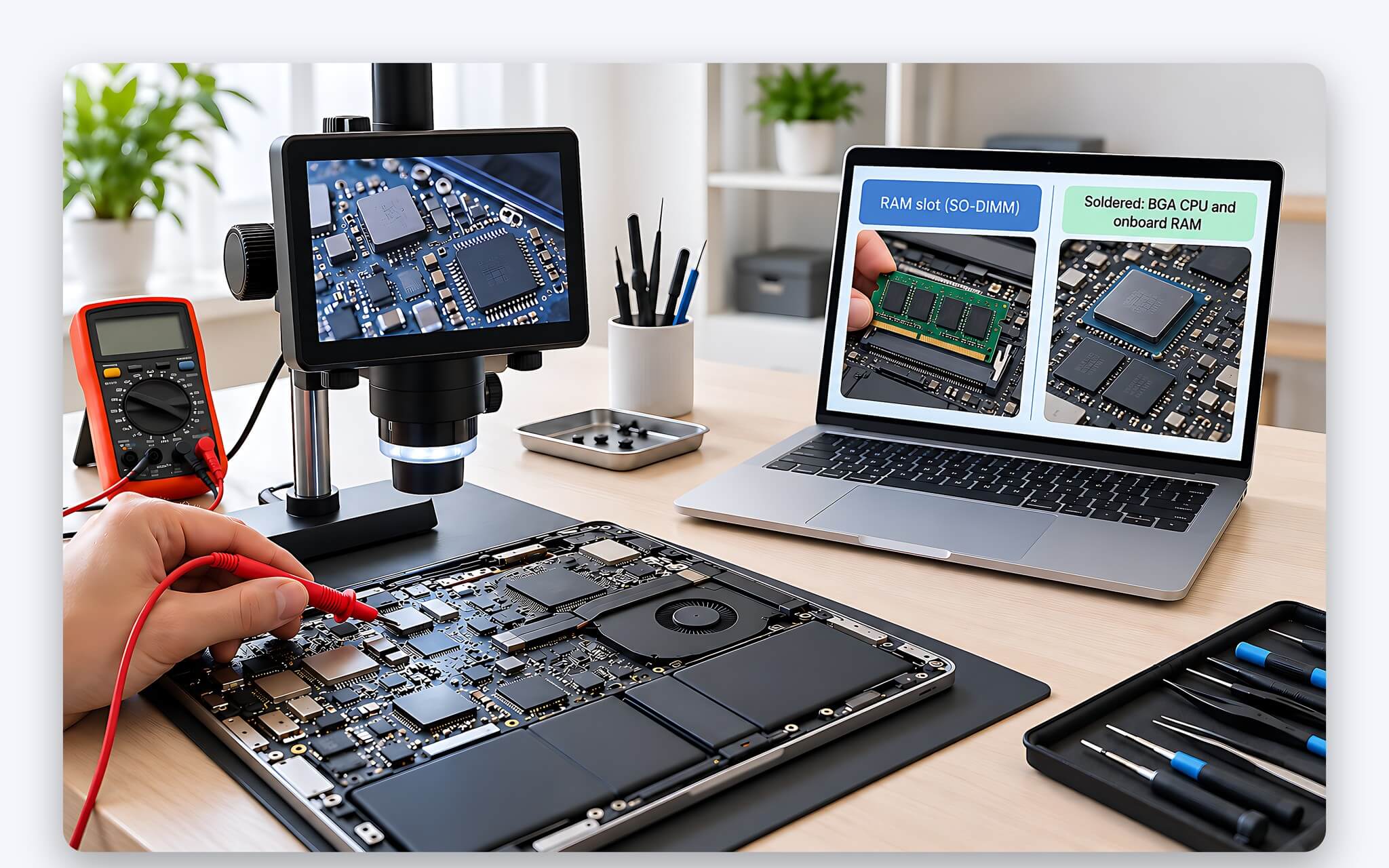 Kiểm tra CPU và RAM hàn trên bo mạch trước khi quyết định thay mainboard