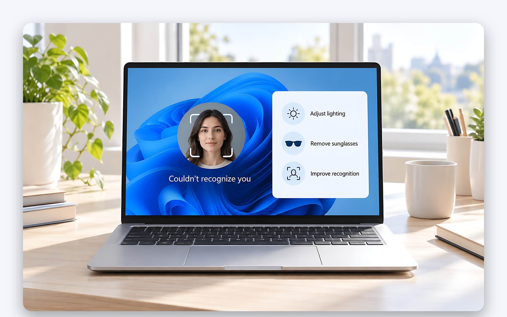 Laptop quét lại khuôn mặt qua mục Improve recognition khi đăng nhập khuôn mặt không nhận