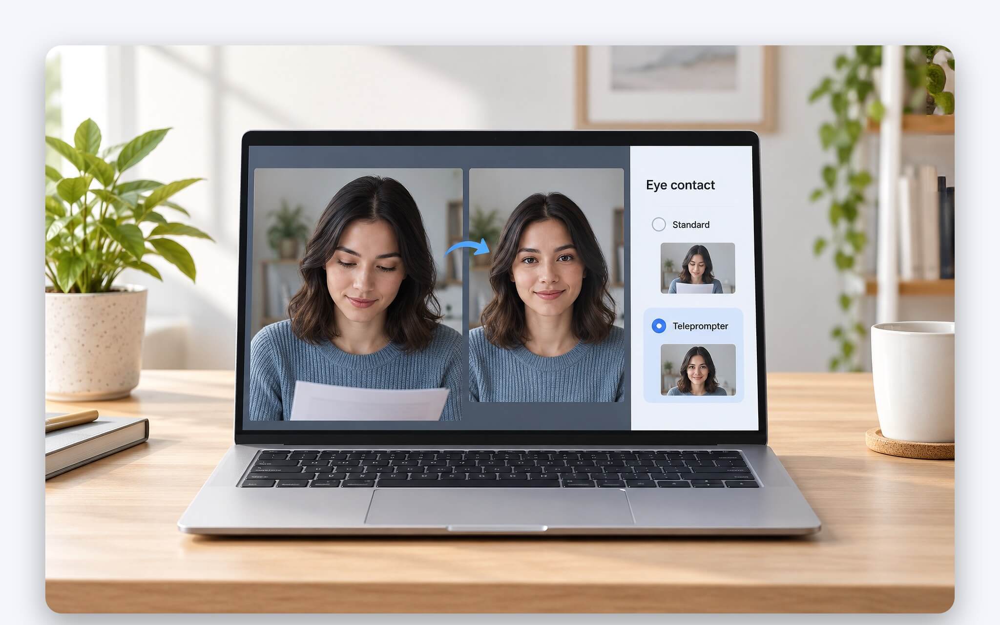 windows studio effects lam mo nen hop online kpack h23 Hiệu ứng giao tiếp bằng mắt của Studio Effects chỉnh hướng nhìn về phía camera laptop